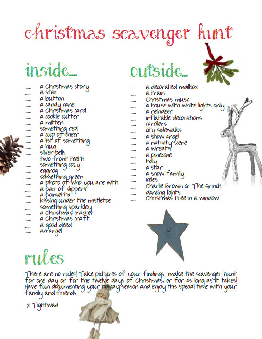 Christmas Party Scavenger Hunt Ideas
 Tightwad Christmas scavenger hunt