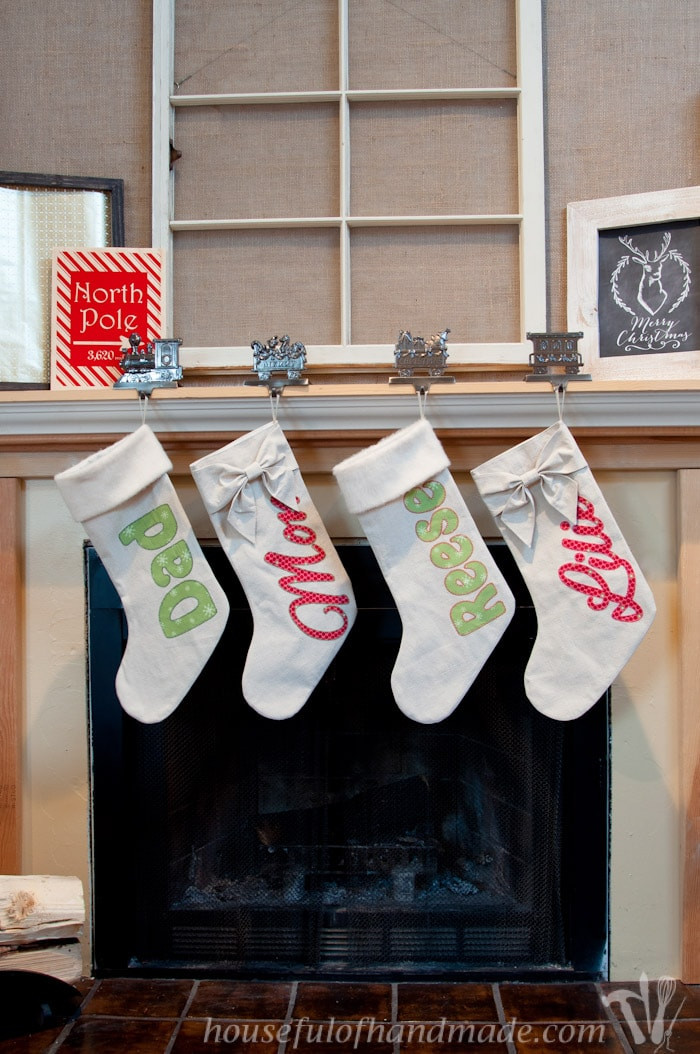 Christmas Stocking DIY
 DIY Personalized Drop Cloth Christmas Stockings Houseful