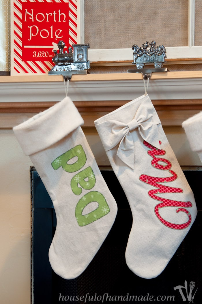 Christmas Stockings DIY
 DIY Personalized Drop Cloth Christmas Stockings Houseful