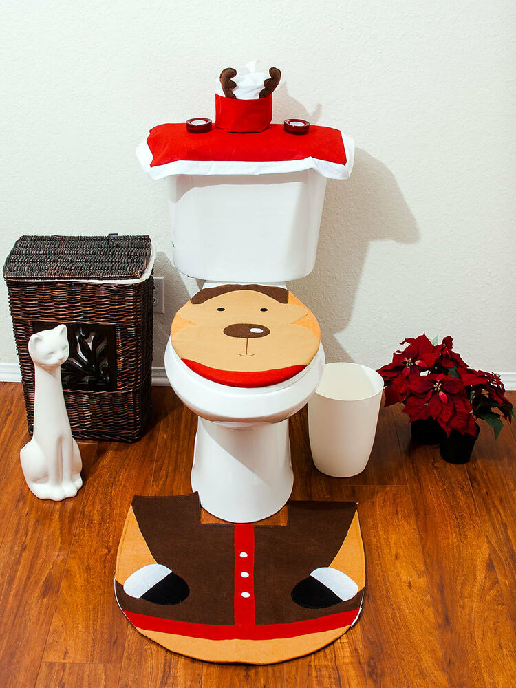 Christmas Toilet Seat Cover
 Christmas Decorations Happy Santa Toilet Seat Cover & Rug