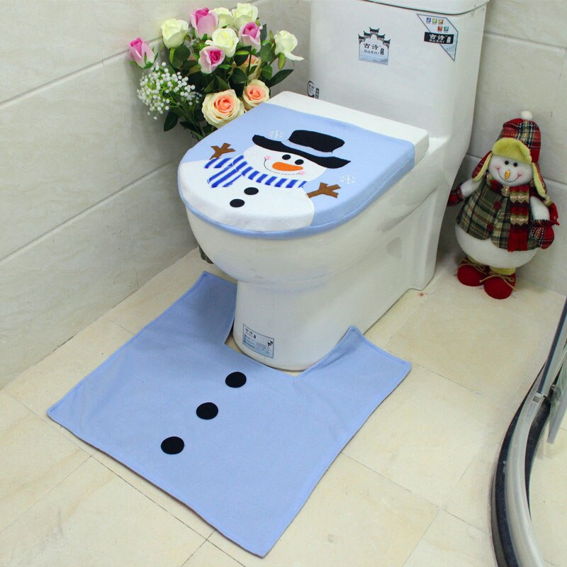 Christmas Toilet Seat Cover
 1set Christmas Snowman Toilet Seat Cover Tank Cover And