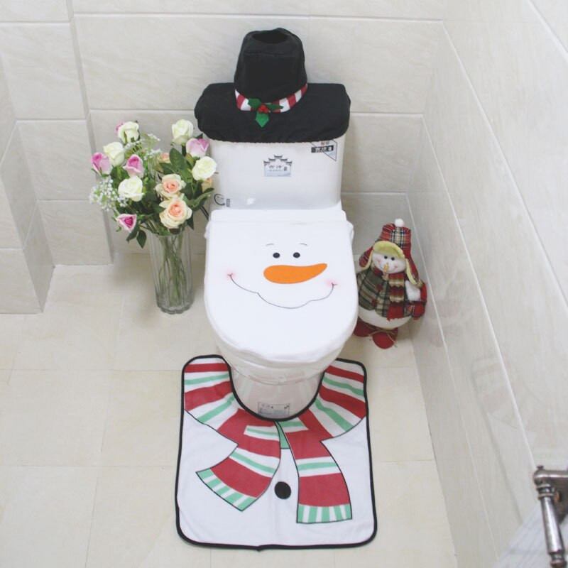 Christmas Toilet Seat Cover
 1set Xmas Snowman Toilet Seat Cover Three piece Set