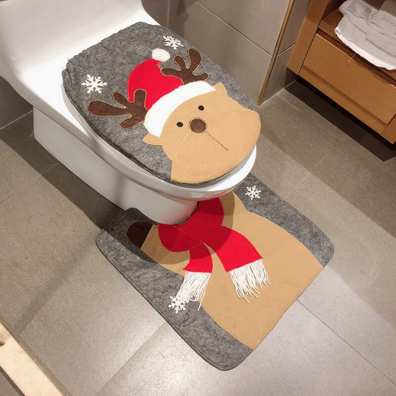 Christmas Toilet Seat Cover
 Two piece Christmas Santa Claus Snowman Elk Toilet Decor