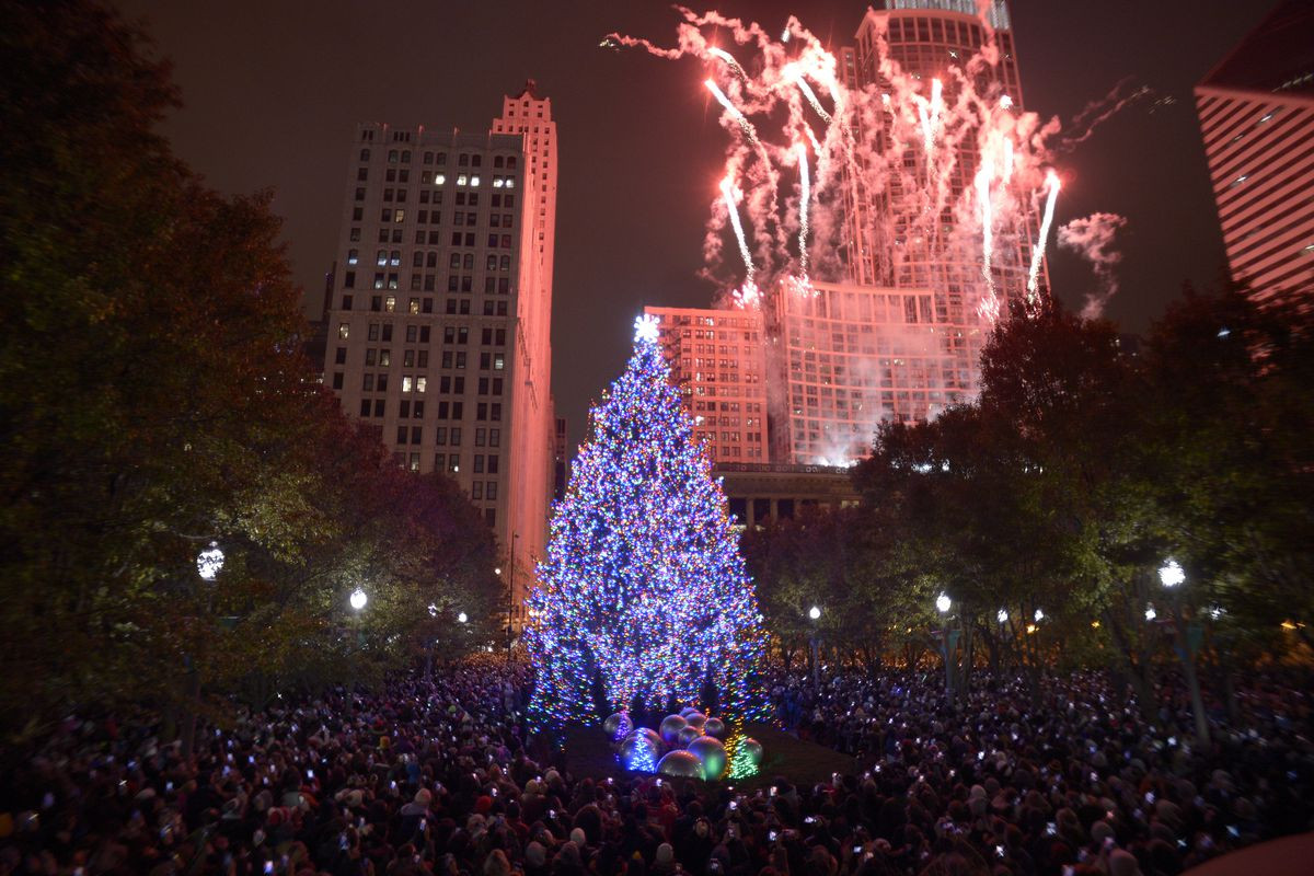 Christmas Tree Lighting Chicago 2020
 Chicago’s Millennium Park Christmas tree a 55 foot blue