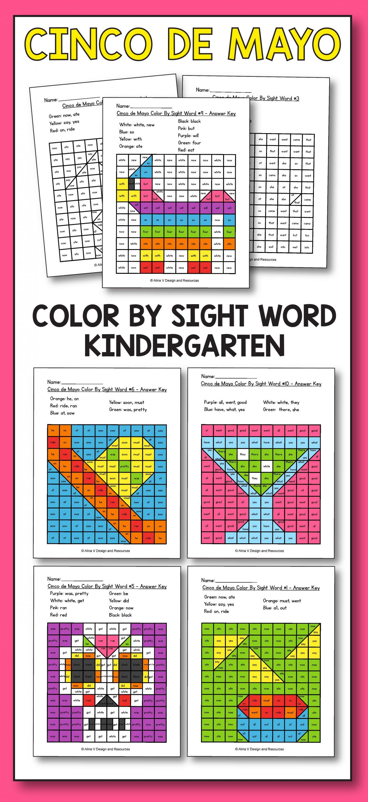 Cinco De Mayo Activities For Kindergarten
 Cinco De Mayo Color By Sight Word Cinco De Mayo