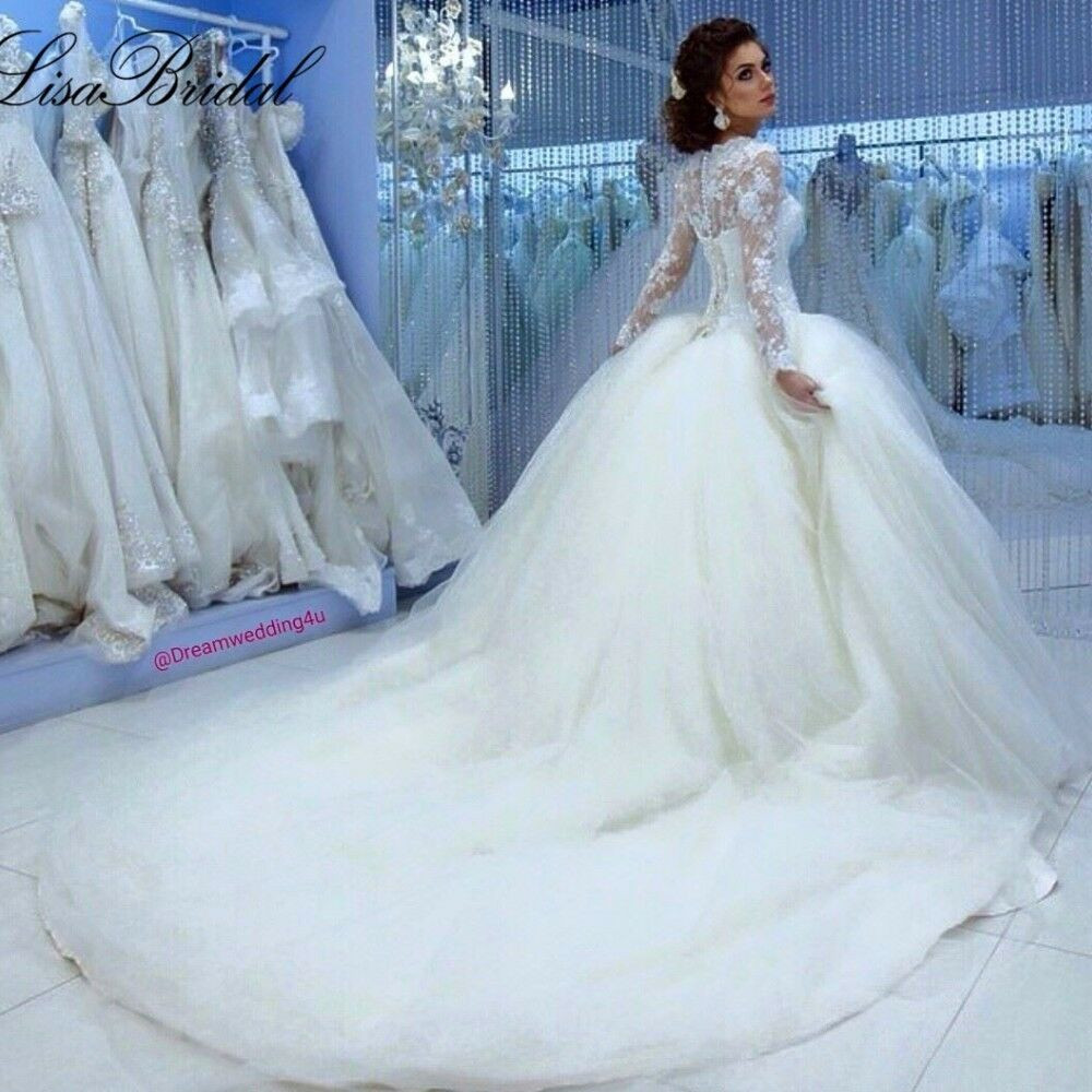 Cinderella Wedding Gown
 Fall Winter Muslim Long Sleeve Cinderella Wedding Dress