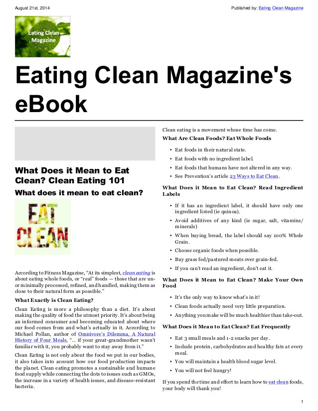 Clean Eating Meaning
 What does it mean to eat clean Clean Eating 101