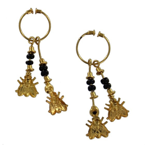 Clip On Earrings Walmart
 Gold Tone Insect Nature Fly Black Rhinestone Dangle Clip
