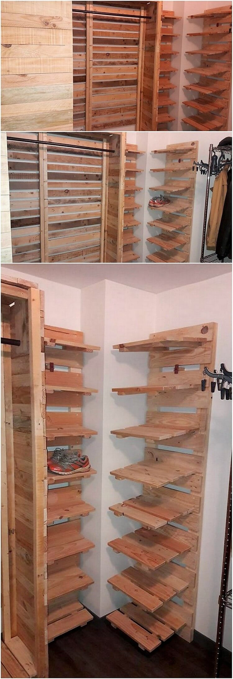 Closet Shoe Rack DIY
 Awesome DIY Ideas with Old Pallets
