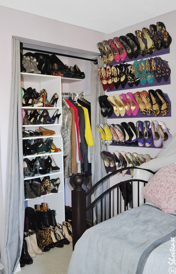 Closet Shoe Rack DIY
 Toronto Shoe Closet with DIY shoe Storage inspired by
