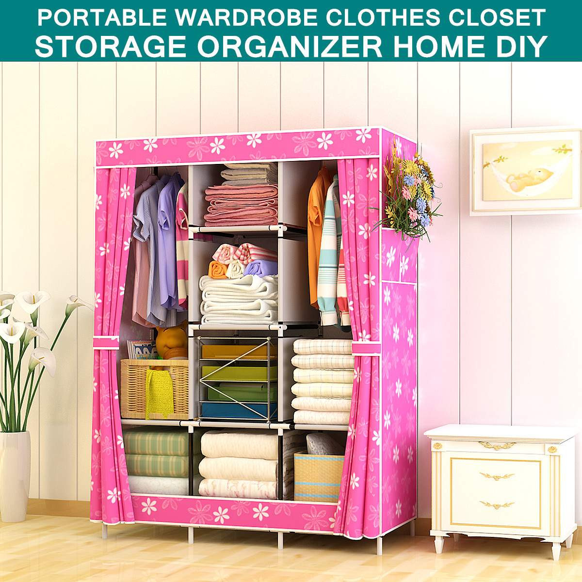 Clothes Organizer DIY
 67" Portable Wardrobe Clothes Closet Storage Organizer