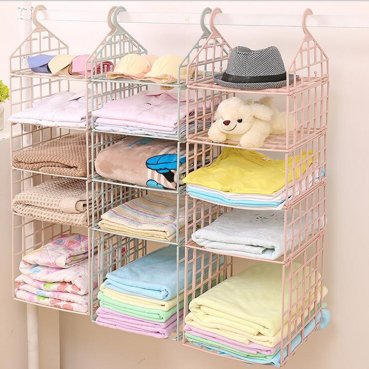 Clothes Organizer DIY
 DIY Wardrobe Hanging Clothes Hat Organizer Women 4 Layer