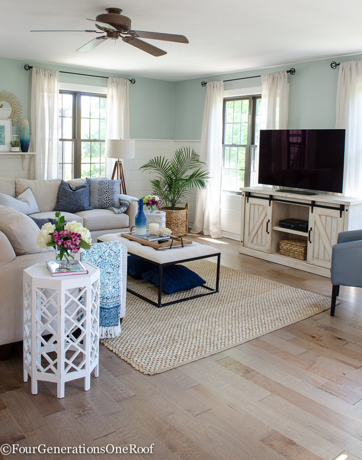 Coastal Living Room Ideas
 Gorgeous brown engineered hardwood family room reveal