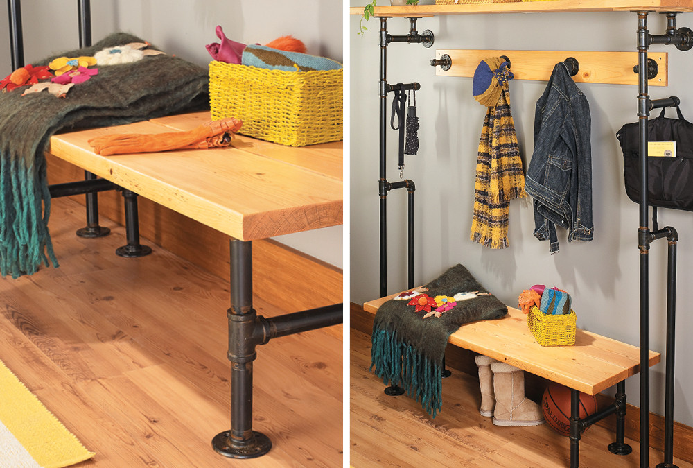 Coat Rack Bench DIY
 Build a Bench & Coat Rack from Pipes