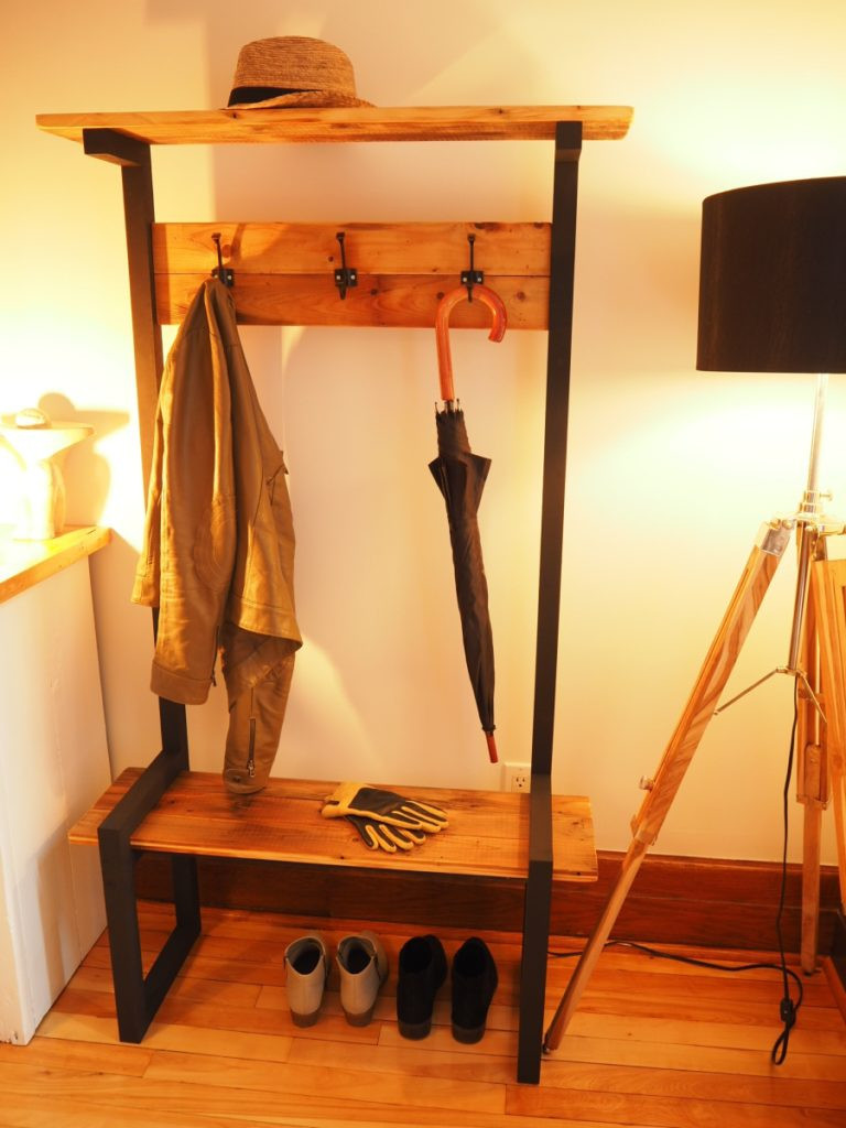 Coat Rack Bench DIY
 Industrial Coat Rack Bench Hall tree