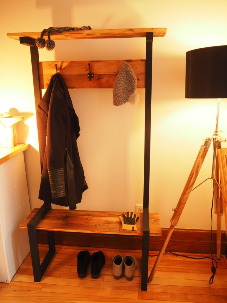 Coat Rack Bench DIY
 Industrial Coat Rack Bench Hall tree