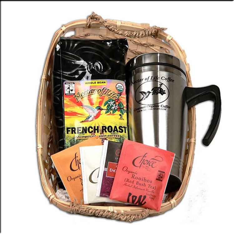 Coffee Mug Gift Basket Ideas
 Gourmet Organic Fair Trade Coffee and Tea Gift Basket with