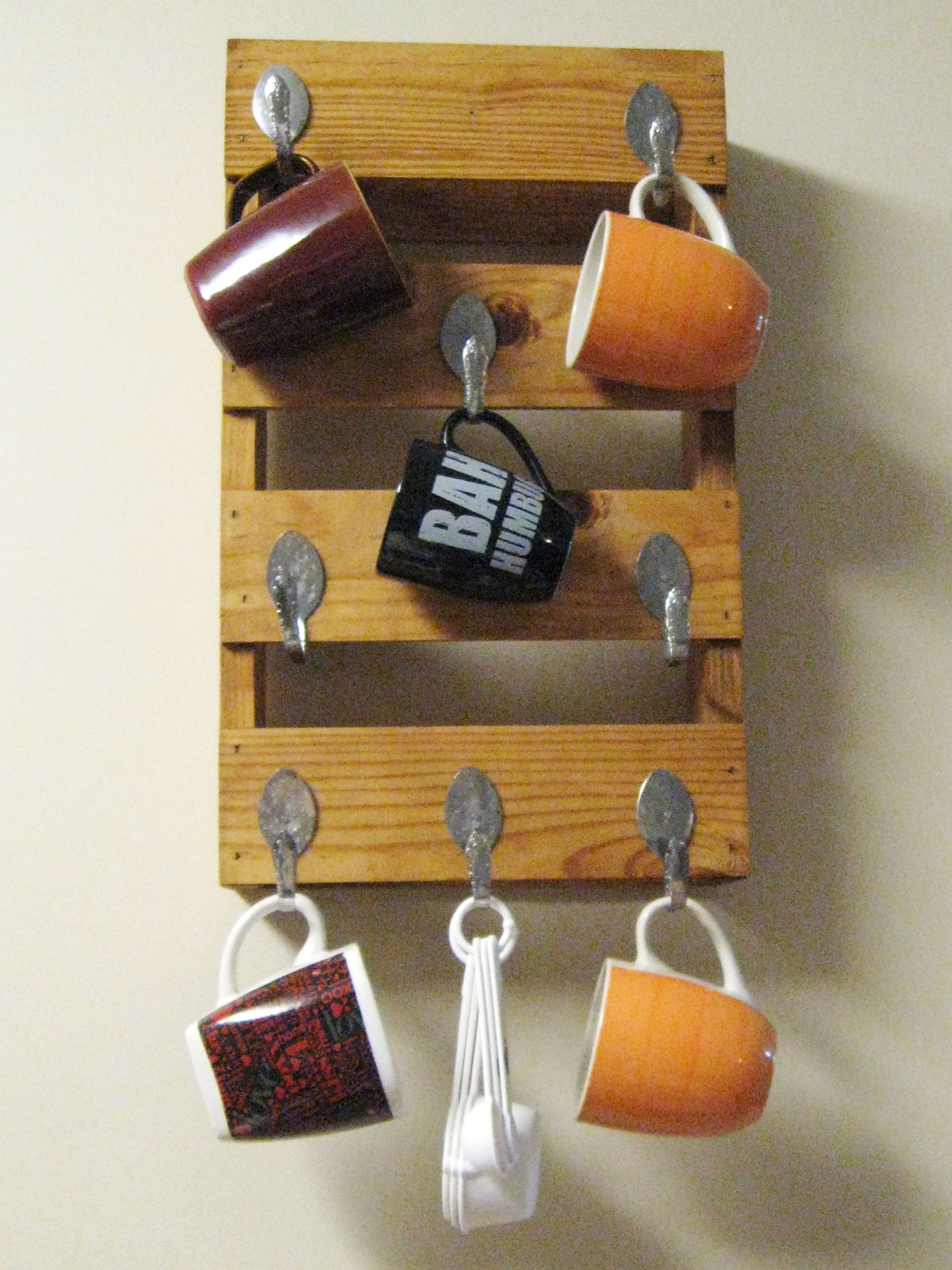 Coffee Mug Rack DIY
 DIY Coffee Stained Mug Rack
