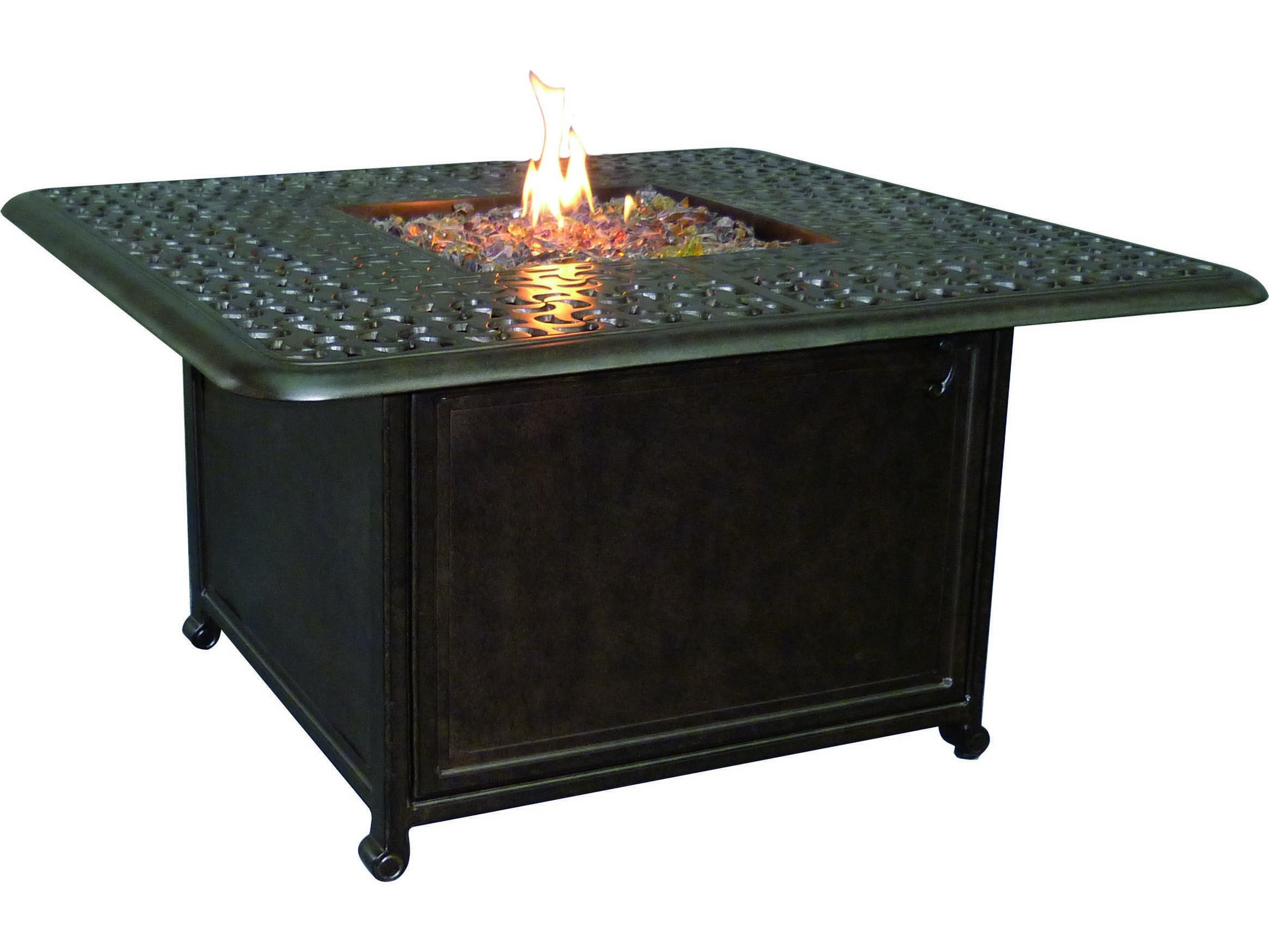 Coffee Table Fire Pit
 Castelle Sienna Cast Aluminum 42 Square Sienna Coffee