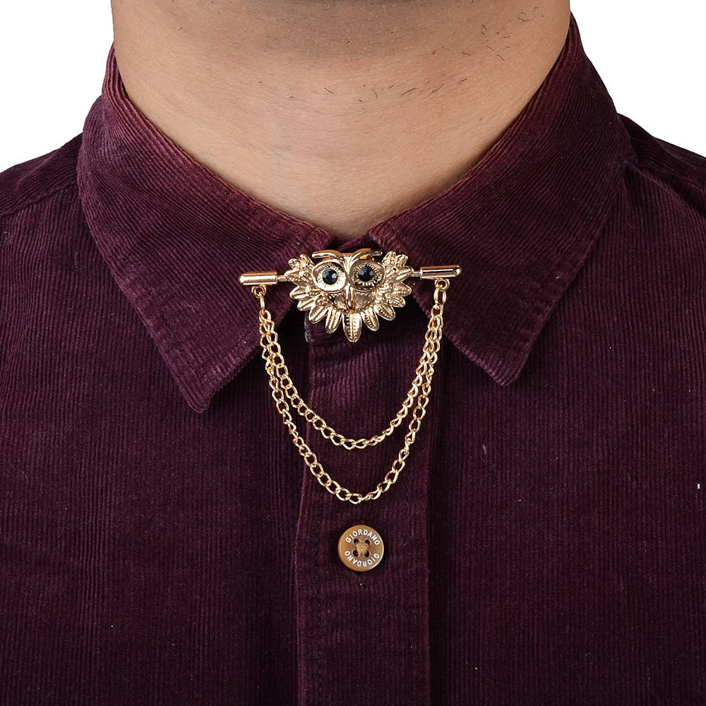 Collar Brooches
 OBN Brand Gold Chain Owl MensTie Collar Pin Brooch Tie