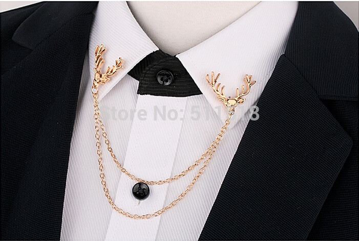 Collar Brooches
 LM B057 Original Retro elk collar pin chain tassel double