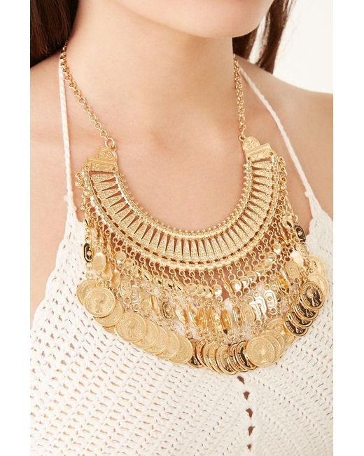 Collar Necklace Forever 21
 Lyst Forever 21 Collar & Coin Statement Necklace in Metallic