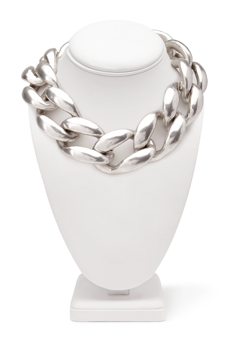 Collar Necklace Forever 21
 Forever 21 Chain Link Collar Necklace in Silver Metallic