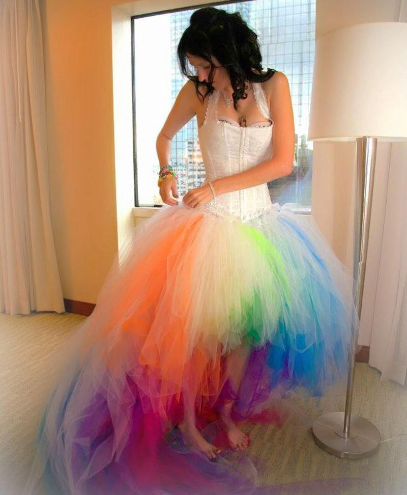 Colorful Wedding
 vestido novia 2016 Colorful Rainbow Wedding Dress y