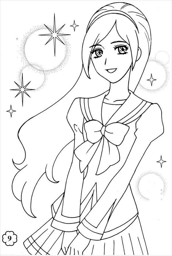 Coloring Book For Girls
 8 Anime Girl Coloring Pages PDF JPG AI Illustrator