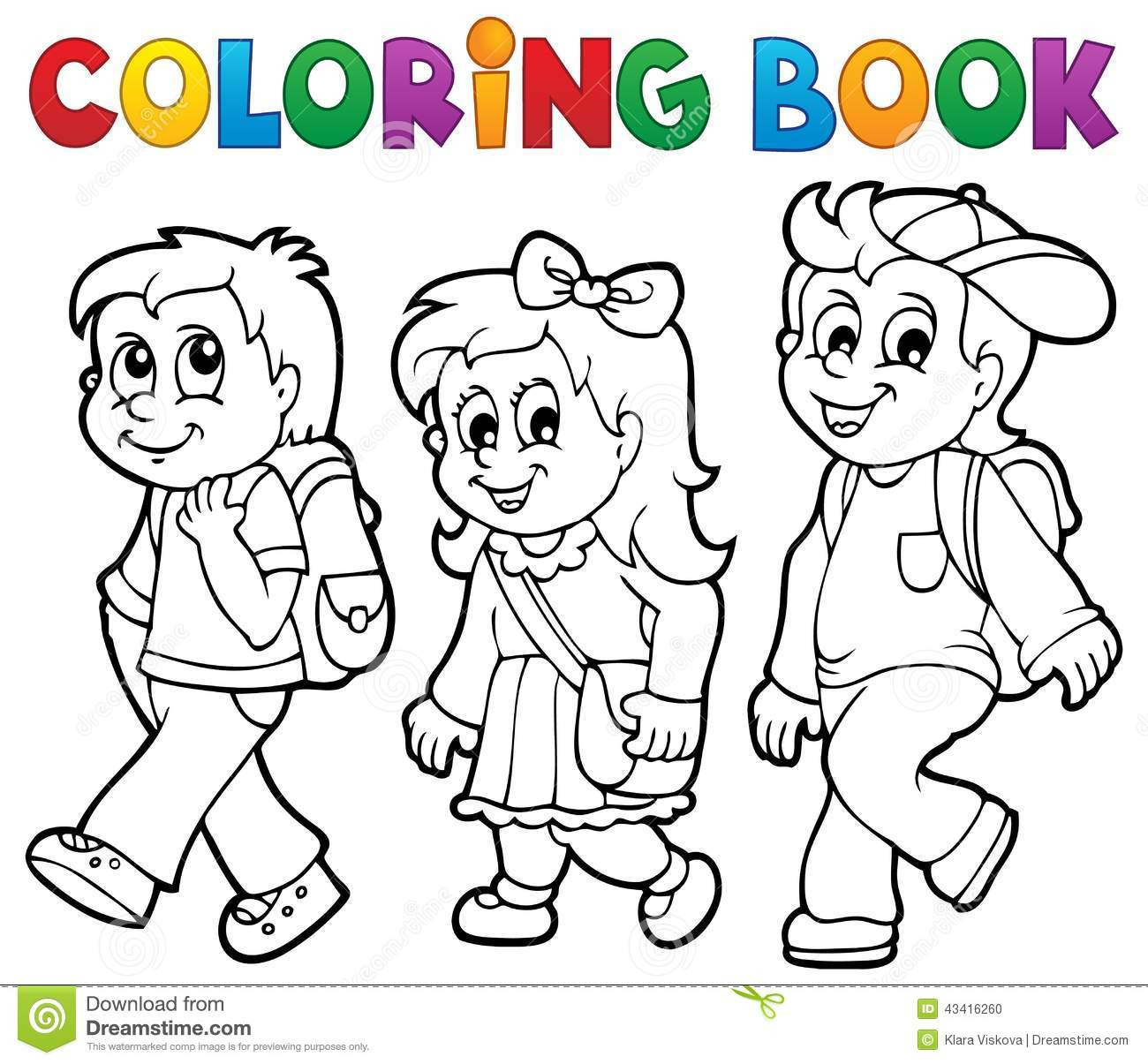 Coloring Book Kids
 Coloring Book School Kids Theme 2 Stock Vector