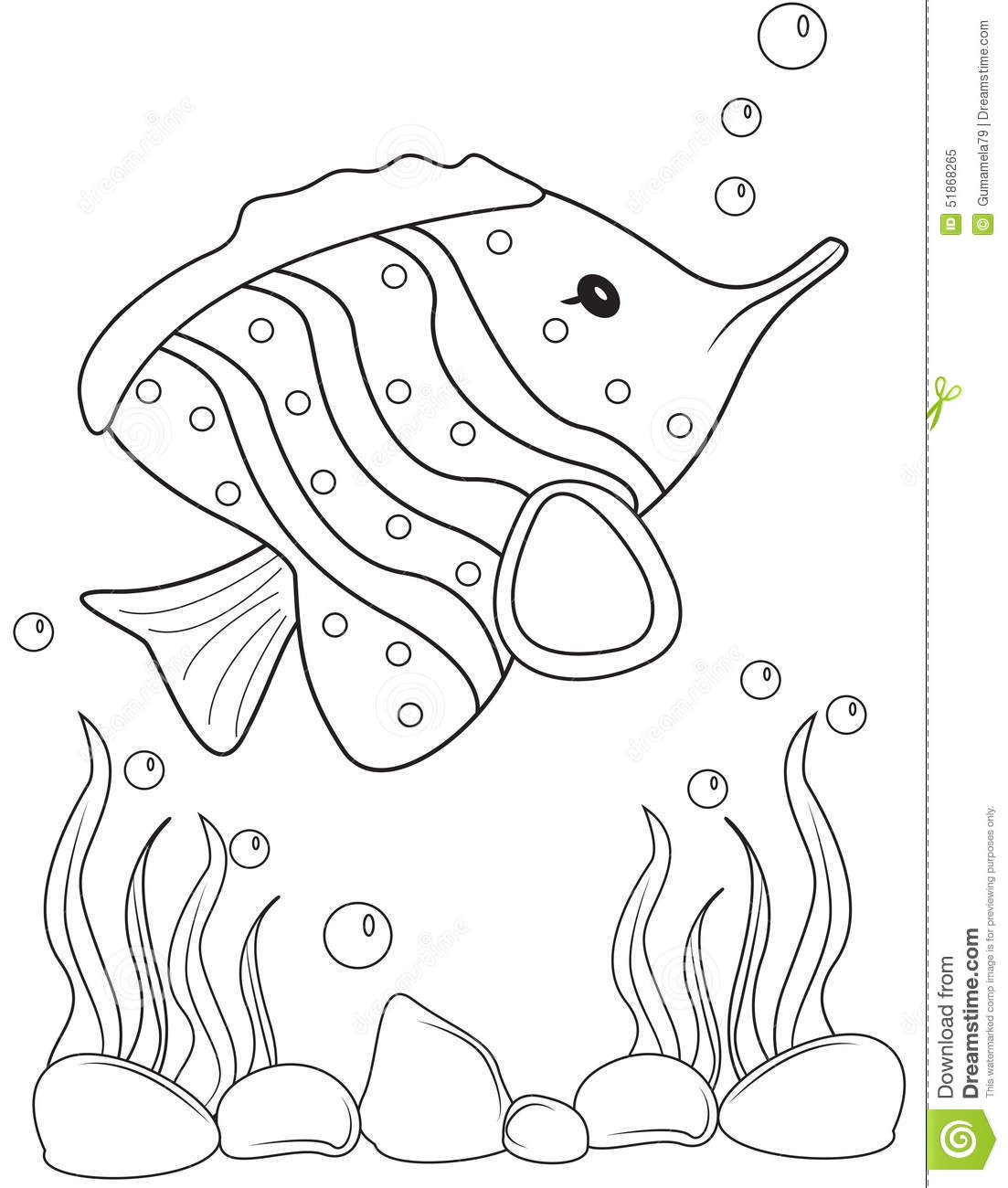 Coloring Book Kids
 Fish coloring page stock illustration Image of beauty