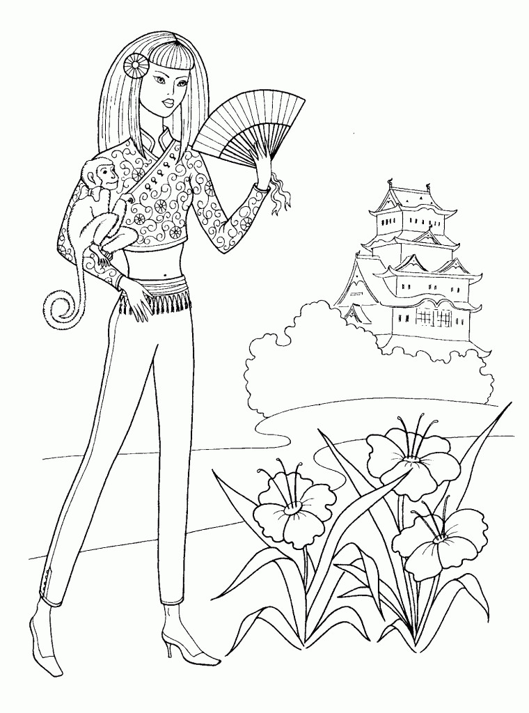 Coloring Books For Girls
 Coloring Pages Fashionable Girls free printable coloring