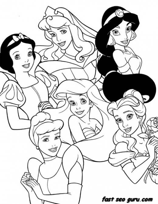 Coloring Pages Disney For Girls
 Printable Beautiful Disney princesses coloring pages for girls