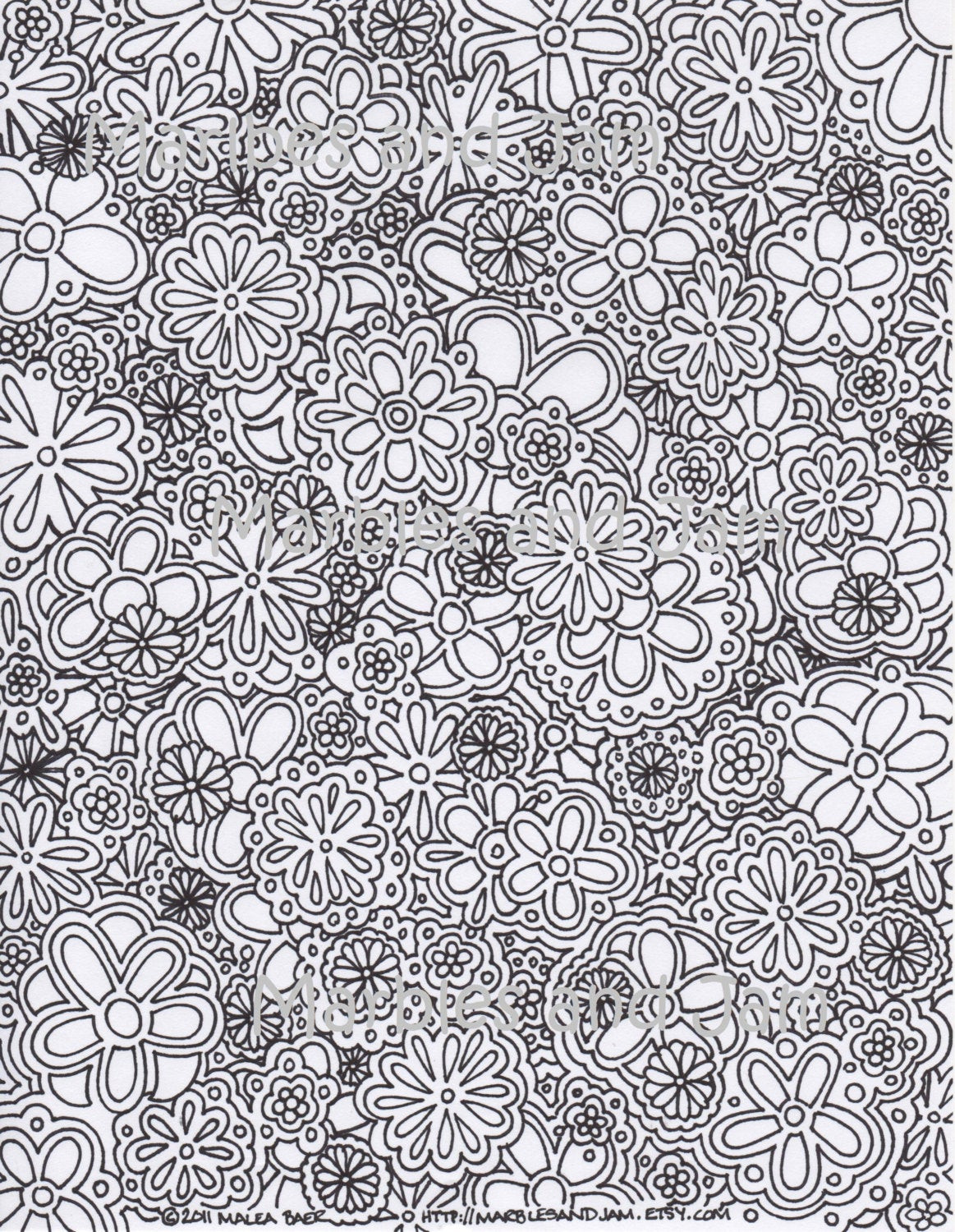 Coloring Pages For Adults Abstract Flowers
 Flowers abstract adult printable coloring page