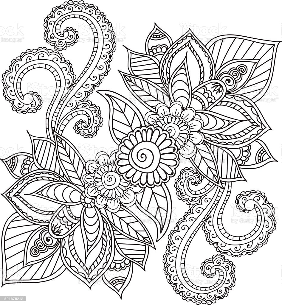 Coloring Pages For Adults Abstract Flowers
 Coloring Pages For Adults Henna Mehndi Doodles Abstract