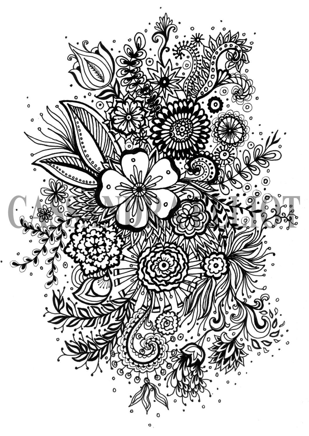 Coloring Pages For Adults Patterns
 Printable Adult Colouring Page Digital Download Print Flower