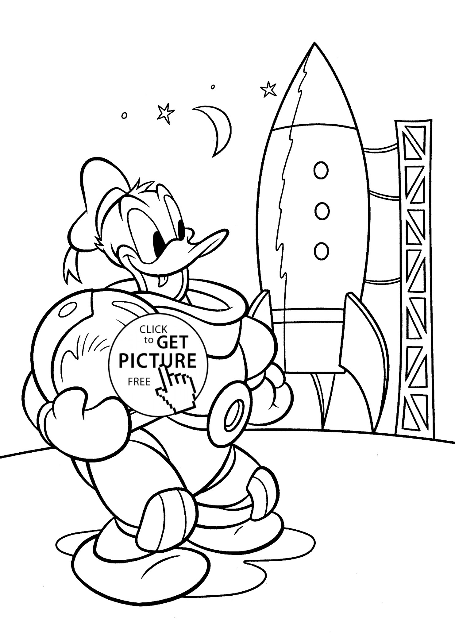 Coloring Pages For Kids Free
 Donald Duck astronaut coloring pages for kids printable