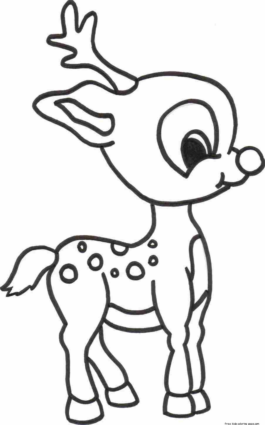 Coloring Pages For Kids Printable
 Christmas Baby Reindeer Printable Coloring pages for
