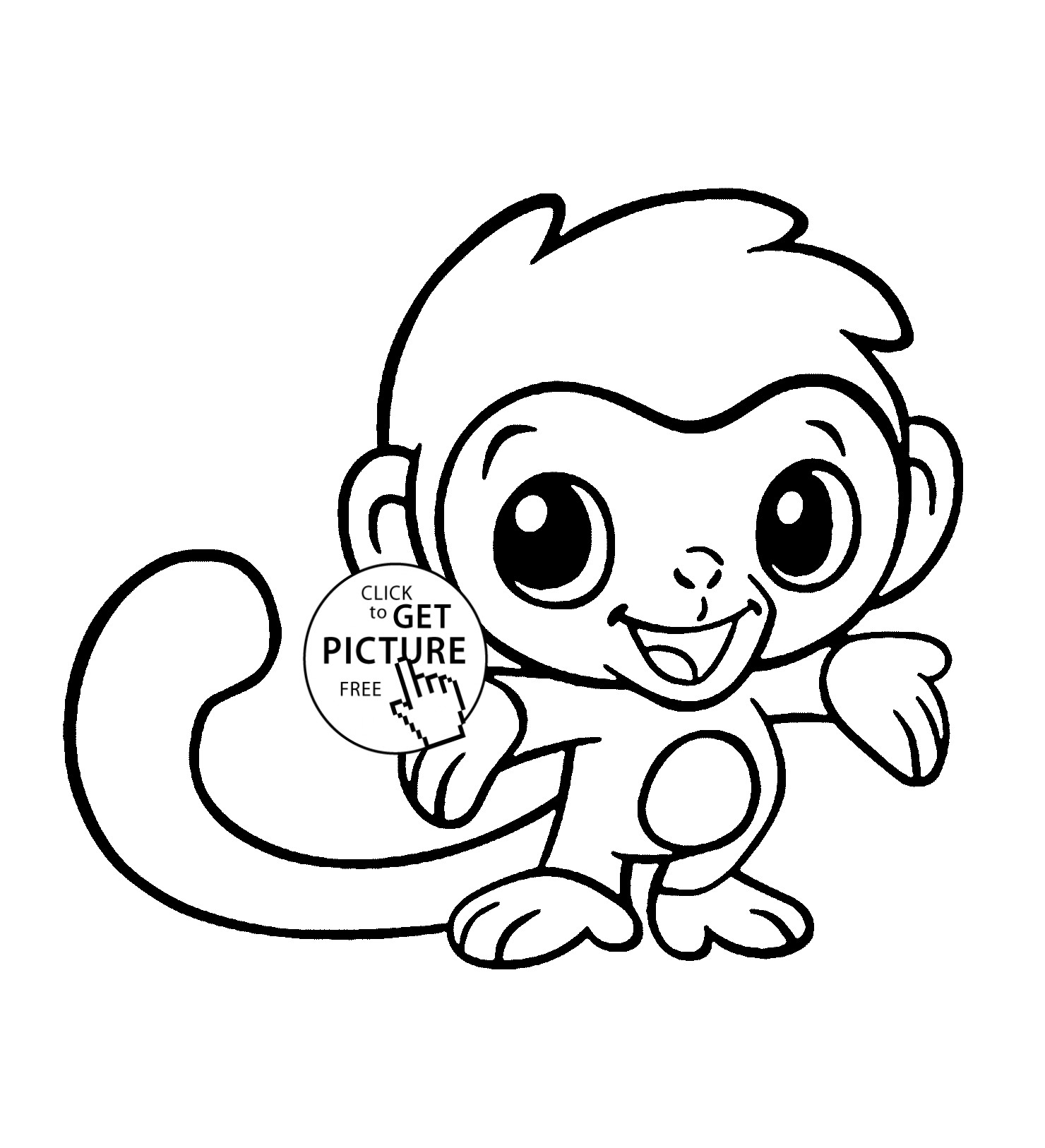 Coloring Pages Of Cute Baby Animals
 Cute Baby Monkey Coloring Pages Printables Coloring Home
