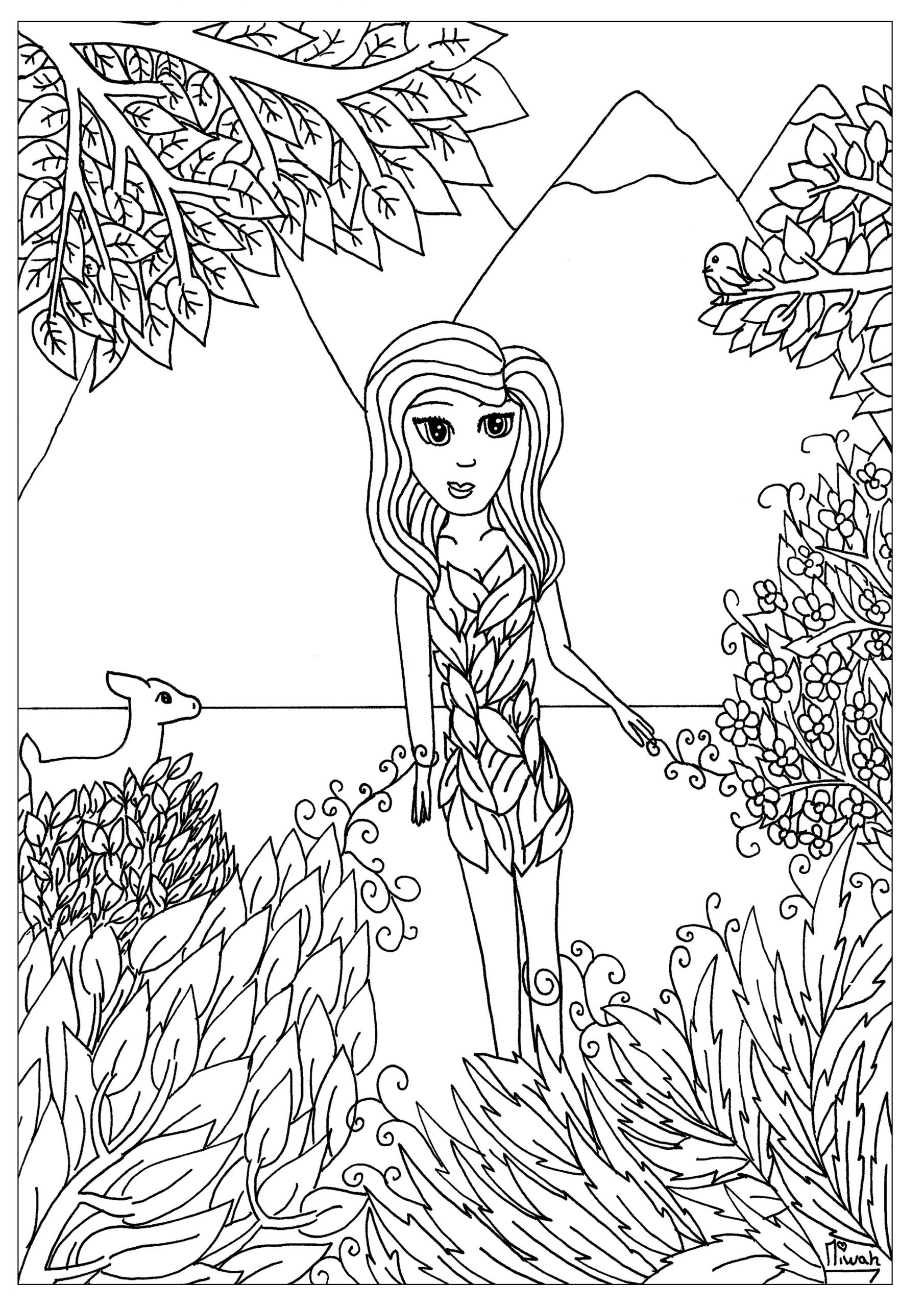 Coloring Pages Of Girls For Adults
 Flower girl Anti stress Adult Coloring Pages