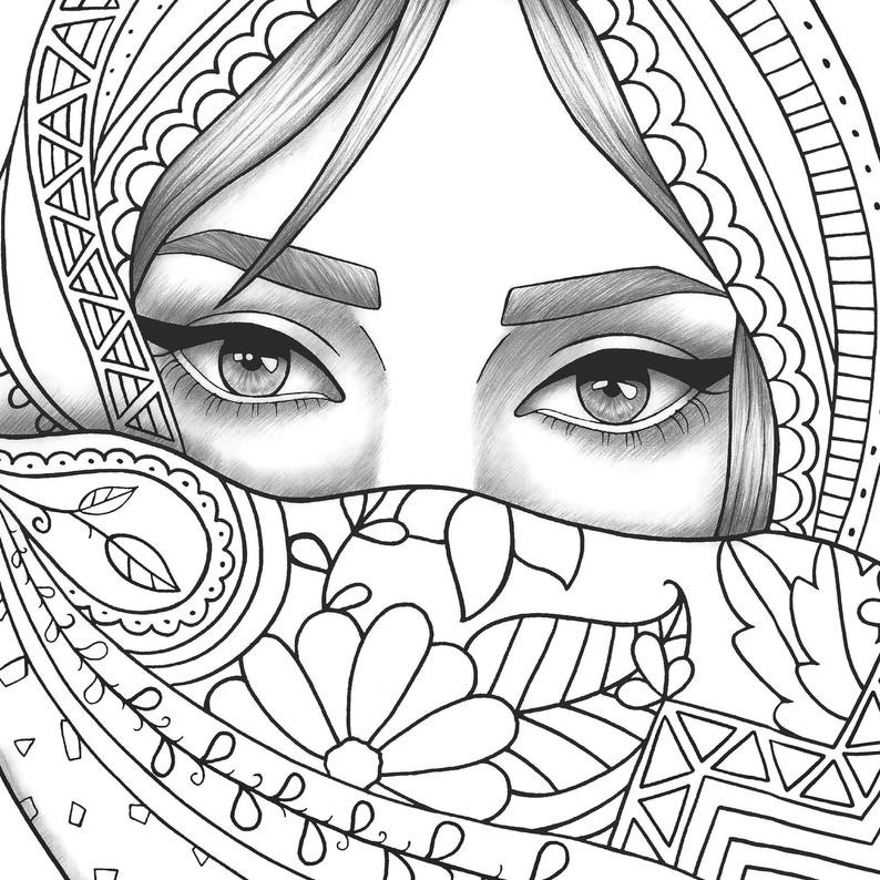 Coloring Pages Of Girls For Adults
 Adult coloring page girl portrait and clothes colouring