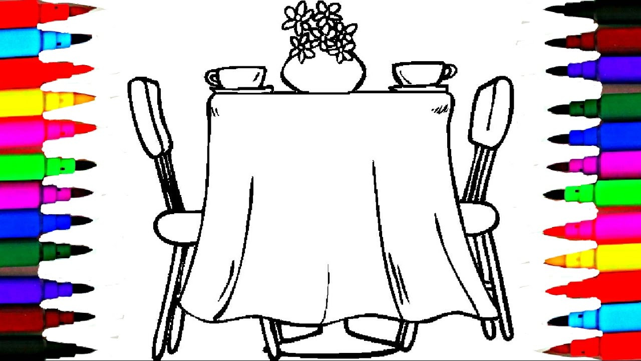 Coloring Videos For Kids
 Coloring Pages Dining Room l Furniture Drawing Pages To