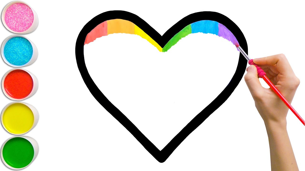 Coloring Videos For Kids
 Rainbow Heart Glitter Coloring For Kids