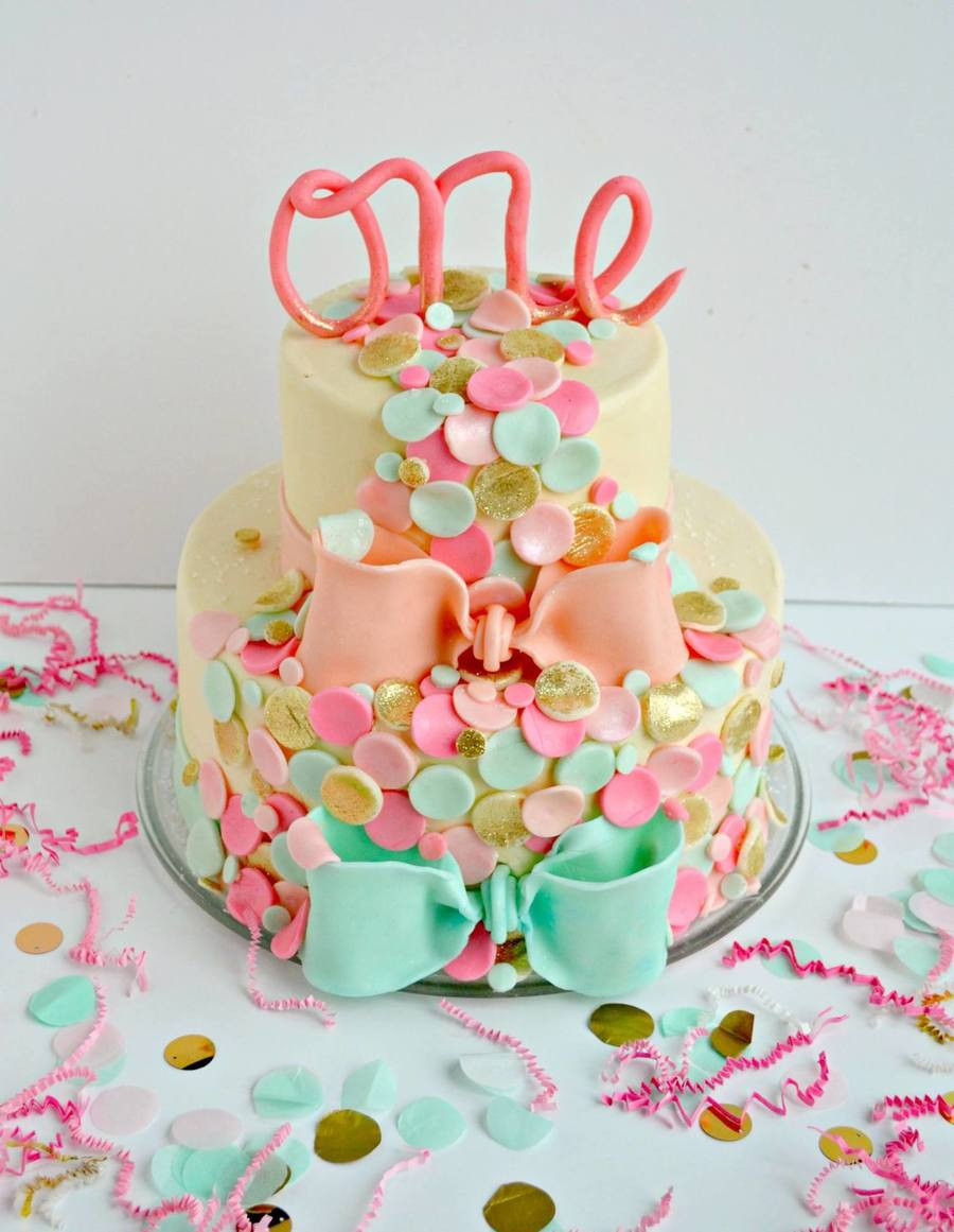 Confetti Birthday Cake
 Confetti Themed First Birthday Cake CakeCentral