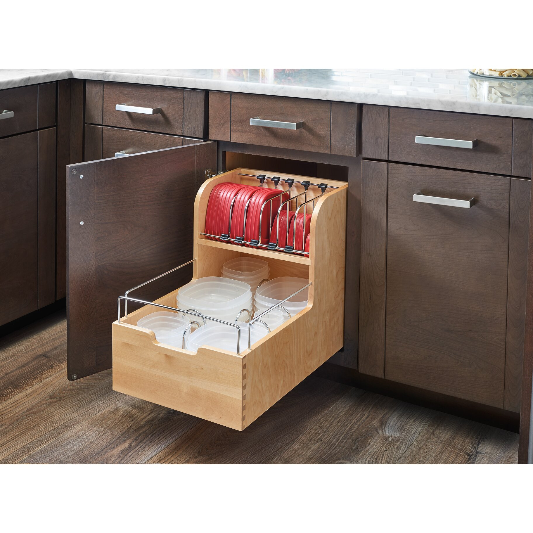 Container Store Kitchen Cabinet Organizer
 Rev A Shelf Wood Food Storage Container Organizer for Base