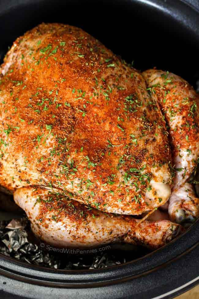 Cooking A Whole Chicken In A Crock Pot
 Slow Cooker Whole Chicken & Gravy Spend With Pennies