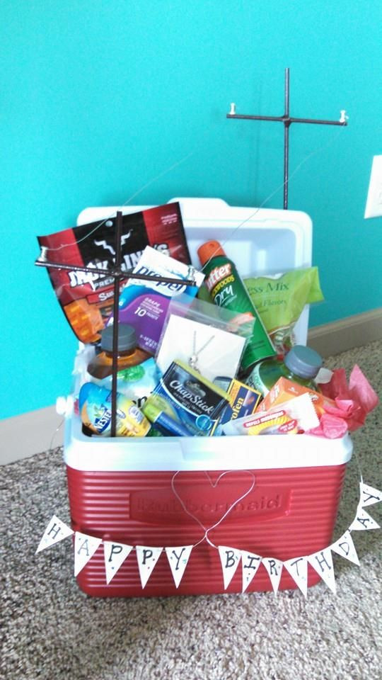 Cooler Gift Basket Ideas
 I made my Lineman a cooler birthday t basket He loved it