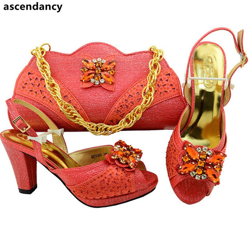 Coral Shoes For Wedding
 Latest Coral Color Nigeria Wedding Shoes and Bags High