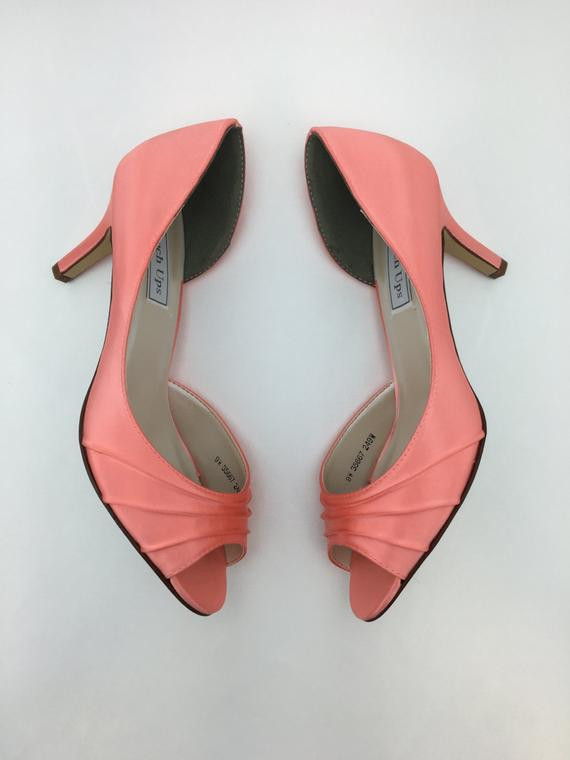 Coral Shoes For Wedding
 Coral Wedding Shoes Bridal Shoes Bridesmaids Shoes Peeptoe