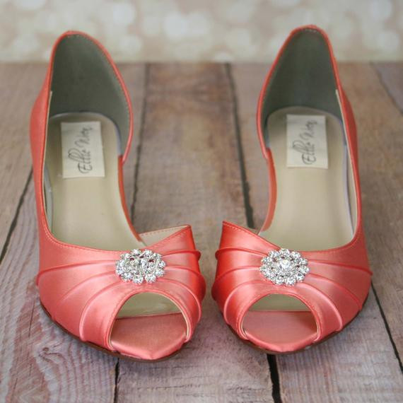 Coral Shoes For Wedding
 Wedding Shoes Pink Coral D Orsay Style by DesignYourPedestal